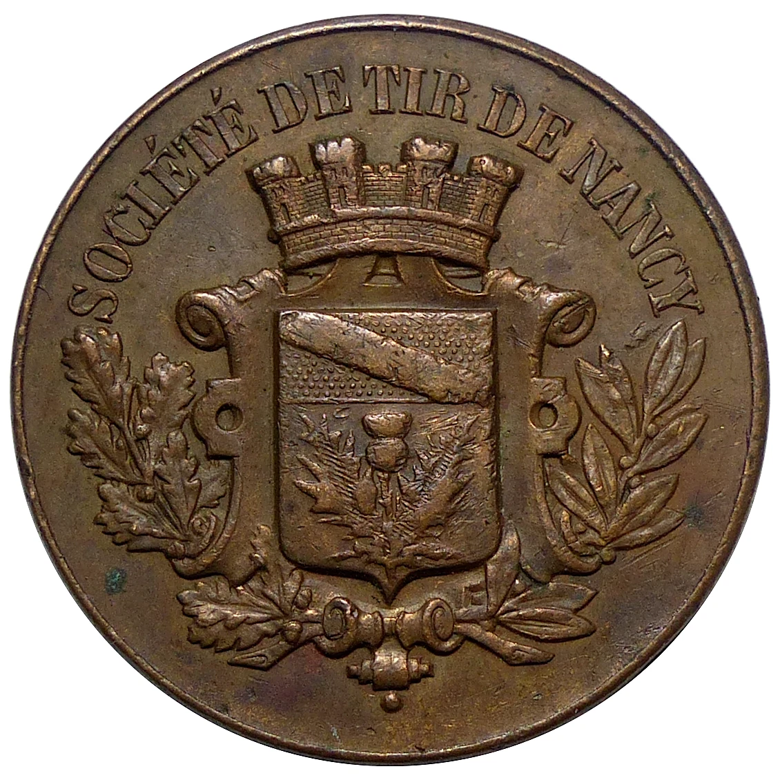 Ancienne Médaille De Bronze Fédération Française De Tir Arme De Chasse XXe
