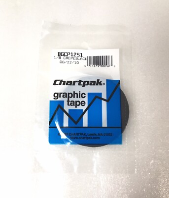 Chartpak Graphic Art Tape 1/8 W x 648 L Inches Black Crepe 1 Roll BGCP1251      