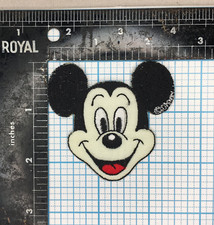 VINTAGE DISNEY MICKEY MOUSE FACE 2.25" IRON ON EMBROIDERED PATCH
