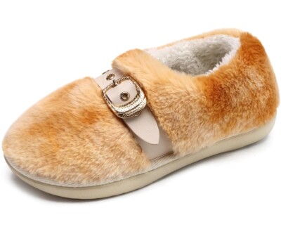 Women s Fuzzy Memory Foam House Slippers Ladies Warm