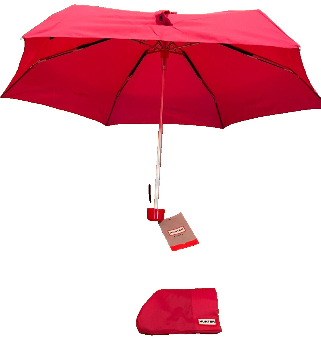 Hunter Original Mini Paraguas Compacto Rosa Brillante NUEVO CON ETIQUETAS