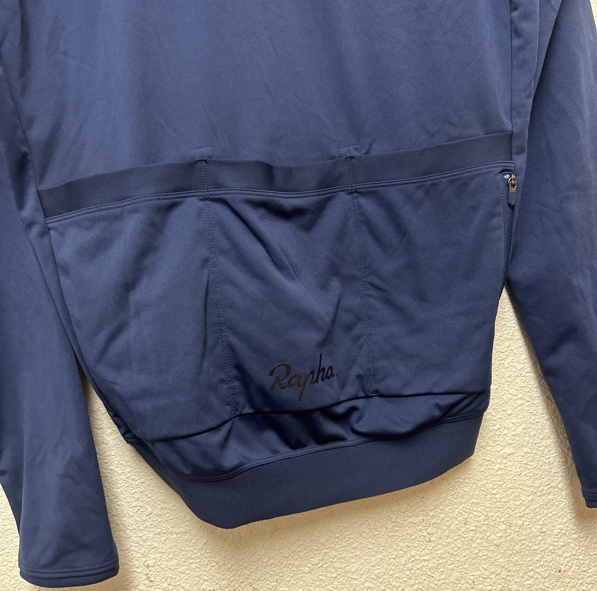 Rapha Men's Long Sleeve Core Jersey Blue Full Zip with Pockets Sz