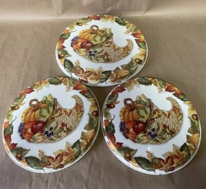 Set of 3 Vintage Cornucopia Thanksgiving Oven Stove Burner Covers
