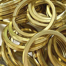 Solid Brass Split Rings Large Key Ring 35mm Flat Double Hook Loop Keychain Kit