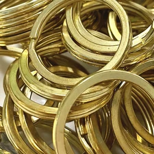 Solid Brass Split Rings Large Key Ring 35mm Flat Double Hook Loop Keychain Kit