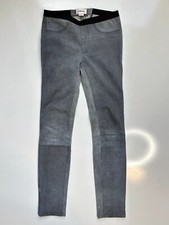  920 Helmut Lang Patina Gray Lamb Suede Leather Leggings Elastic Waist / Size 2