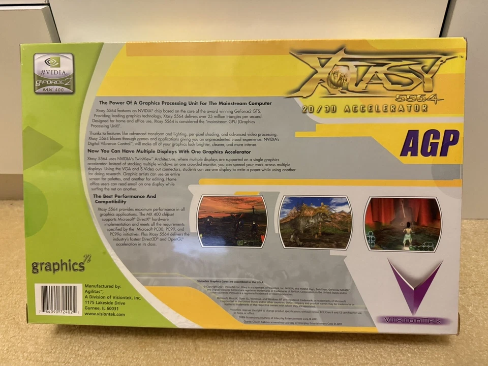 Visiontek Xtasy AGP 64MB nvidia Geforce2 MX400 Brand New Sealed - Image 2 of 4