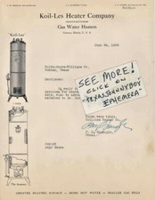 1926 SPANOGLE Geneva Illinois McINTOSH TOOMBS membrete KOIL-LESS HEATER CO
