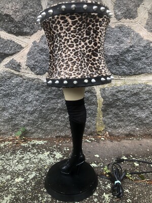 Leg Lamp Stiletto Boot 25'' Lamp Leopard Spikes Shade High Heel Requires Repair