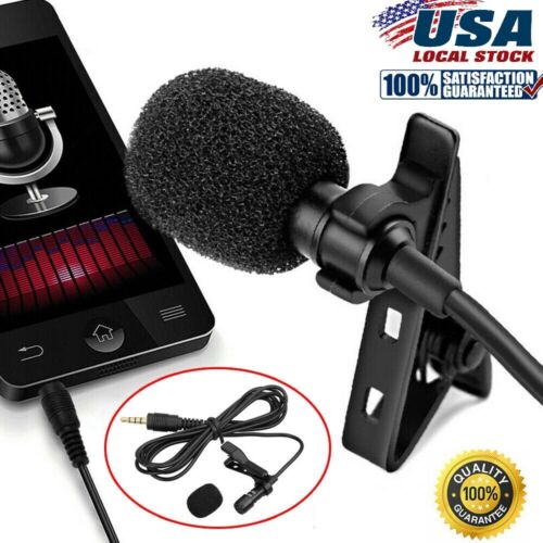 Clip On Lapel Microphone Hands Free Wired Condenser Pro Lavalier Mic 3.5mm ASMR - Afbeelding 1 van 9