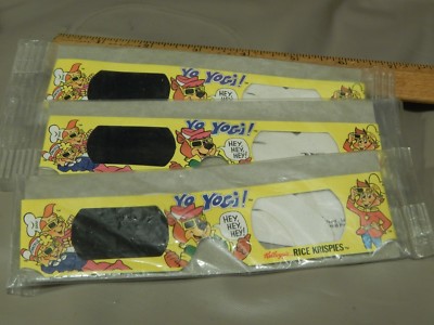 '90s Rice Krispies YO YOGI! 3-D Glasses [LOT of 3] Kellogg's ~ Snap Crackle Pop 