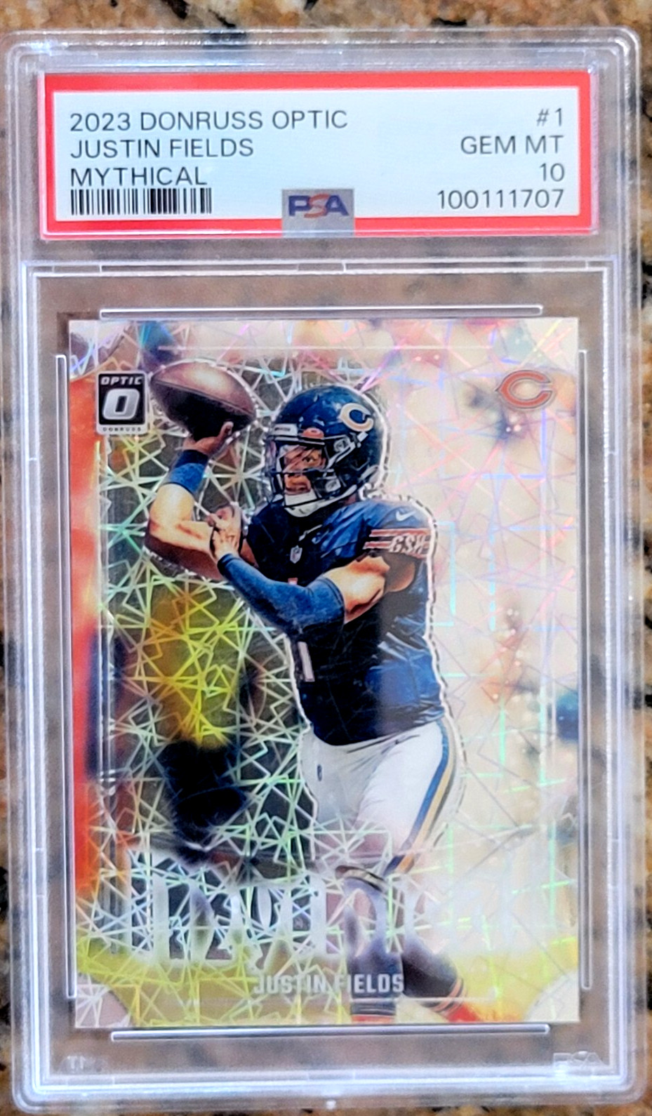 2023 Panini Donruss Optic Justin Fields Mythical SSP Case Hit #1 PSA GEM MINT 10