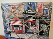 French Cafe Light Padded Ribbon Memory Board Bulletin Board Photo Board 19 x 16"