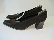 GASTONE LUCIOLI Women's Brown Fabric Satin Cap Toe Heels Shoes Size EU 40