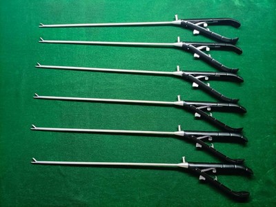 6pcs Laparoscopic SS Needle Holder Straight Jaw Black Handle 5mm Instruments CE
