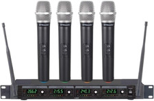 4 Handheld Wireless Microphone Cordless Mics System, Ideal for Church, Karaoke,
