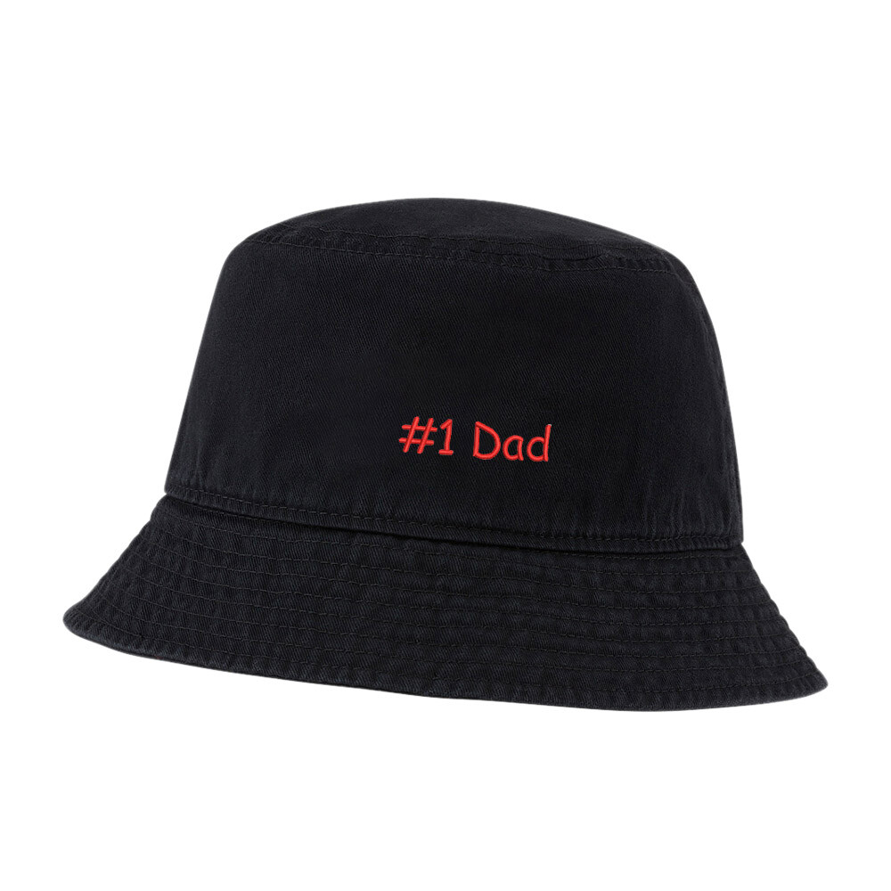 Number One Dad Embroidered Cotton Bucket Hat for Men and Women