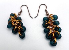 Copper Shaggy Loops Blue Chain Mail Earrings Free Shipping