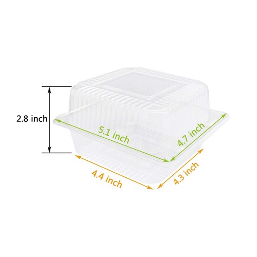 50 Pcs Clear Plastic Take out Square Hinged Food Containers Disposable Clamshell - Picture 7 of 7