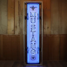 Collection 3 Huge neon signs in Steel cases 6' Ford Mustang hand blown glass