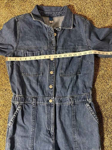 Old Navy Damen Denim Utility Jumpsuit Jeanspullover Strampler Gr. Medium Neu ohne Etikett - Bild 14 von 16