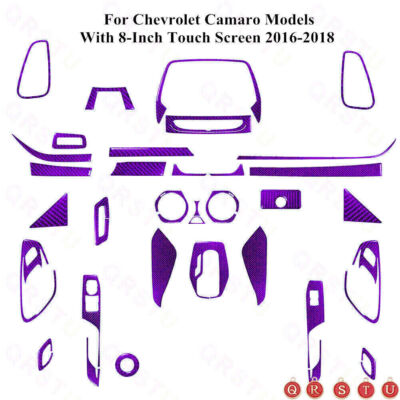 For Chevy Camaro 16-2018 Purple Carbon Fiber Interior Full Sets Cover Trim Kit