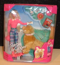 Barbie & Ginger Pet Dog Doll Set with Accessories 1997 Mattel 17116 New NRFB