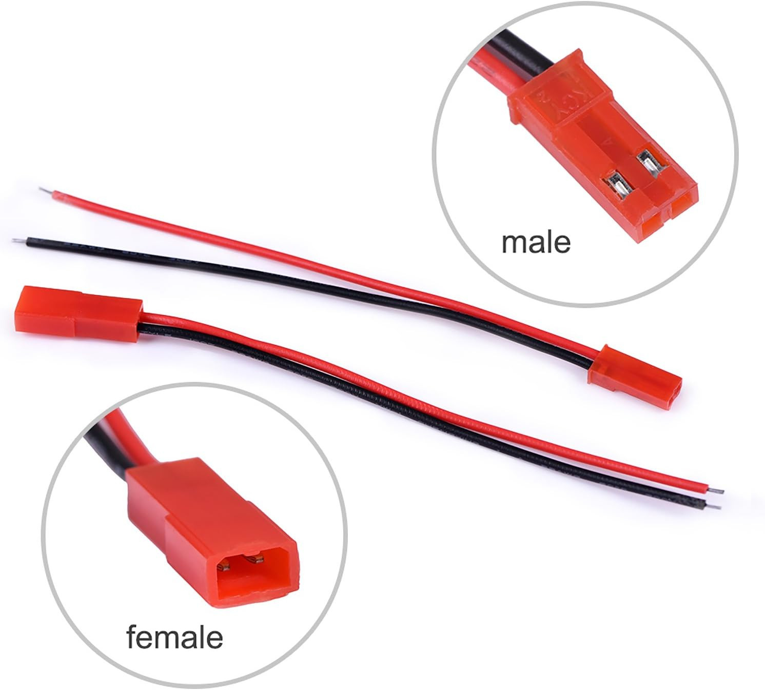 Eboot EBOOT 20 AWG JST 2 Pin Plug Connector Cable Wire, Male/Female, New