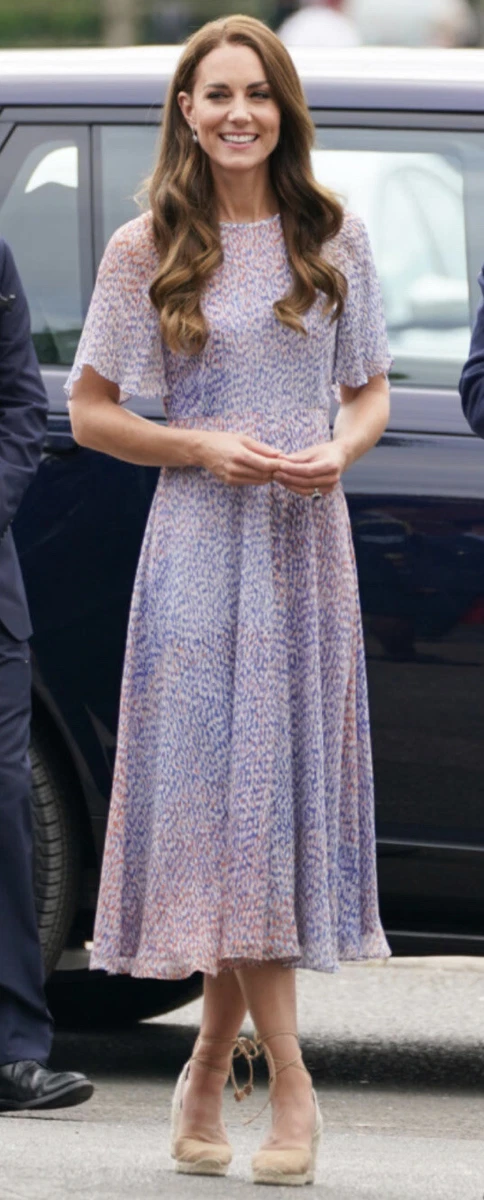 LK Bennett Silk Madison Midi Dress Kate Middleton UK Size 8 Purple