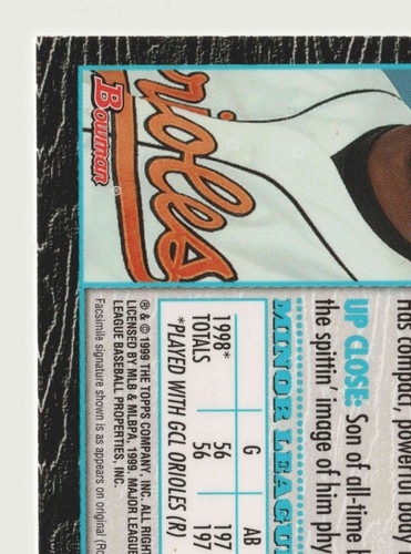 1999 Bowman #363 Tim Raines Jr. Orioles Rookie RC - Picture 7 of 14