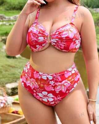 high waisted plus size bikini set