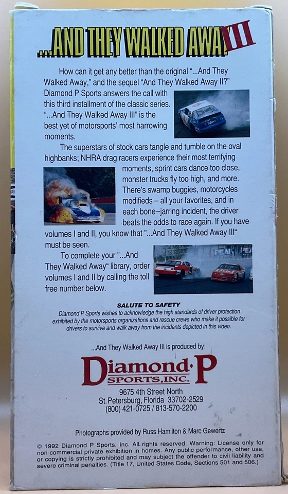 And They Walked Away III VHS 1992 Nascar **Buy 2 Get 1 Free** - Image 2 of 3