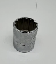(QTY 1) Proto 5436, 1-1/8" Standard Socket, 1/2" Drive, 12 Point - Chrome Finish