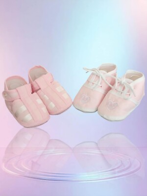 Baby Set 2 Paar Schuhe Erstaustattung Babygeschenk Geschenkset Taufe Geburt rosa