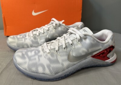 Nike Metcon 4 Premium White /Metallic Silver/ Red  AH7454-106 Men s Size 8.5