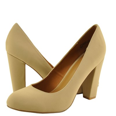 beige chunky heels closed toe