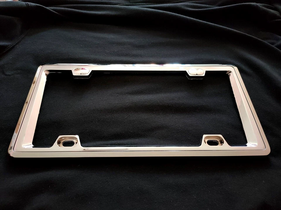 1-LBS DOUBLE LAYER Heavy Duty COVER STAINLESS STEEL LICENSE PLATE FRAME CHROME - Image 2 of 4