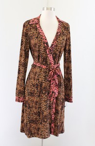leopard print long sleeve wrap dress