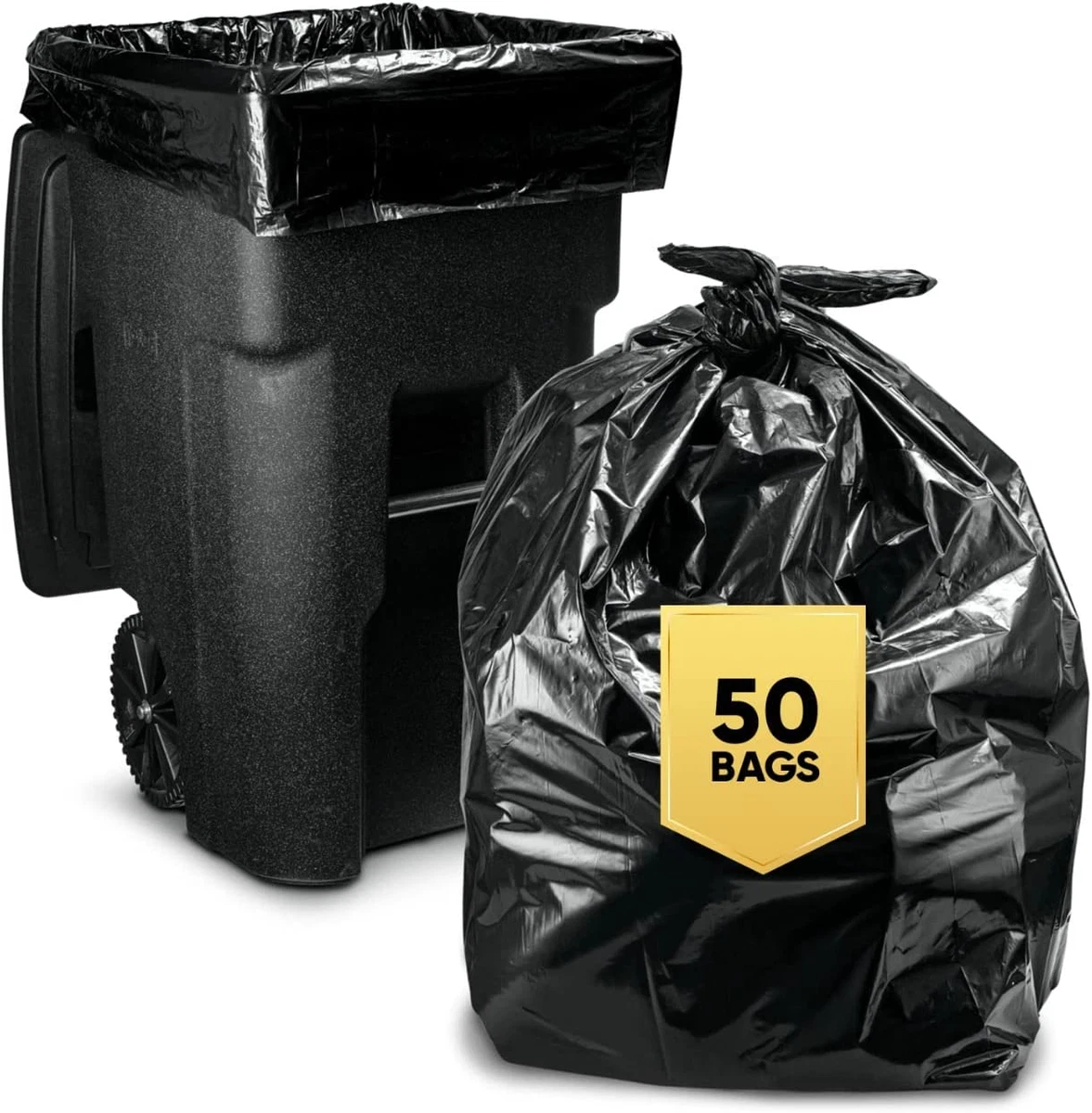 95-96 Gallon Trash Bags (50/Bags W/Ties, Wholesale) Large Black Heavy Duty  Can L