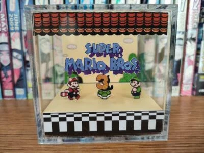 NINTENDO Super Mario Bros 3 - Mario Title Handmade Diorama -Gameboy Gaming Cube-Fanart