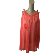 Vintage 60s Vanity Fair Nightie Night Gown Size Medium Coral Pink