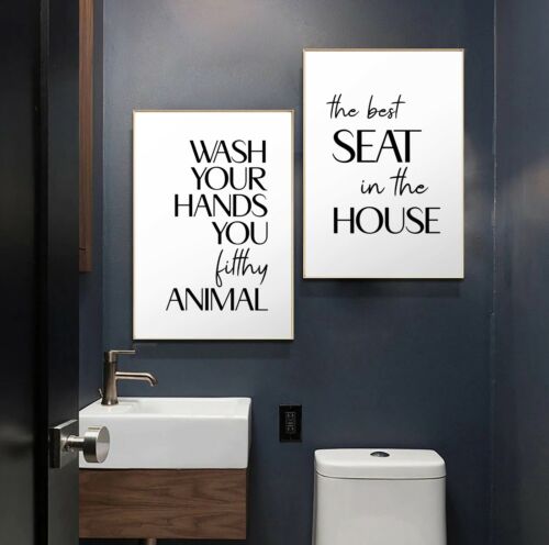 Bathroom Prints Quotes Toilet Posters Wall Art Funny Text Fun Quotes Home  Decor | eBay