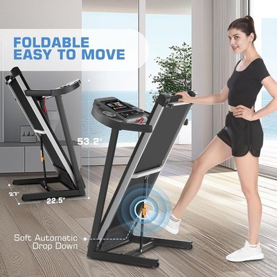 3.25HP Incline Treadmill 300lb Capacity with WIFI Connection&HD Touch Screen 