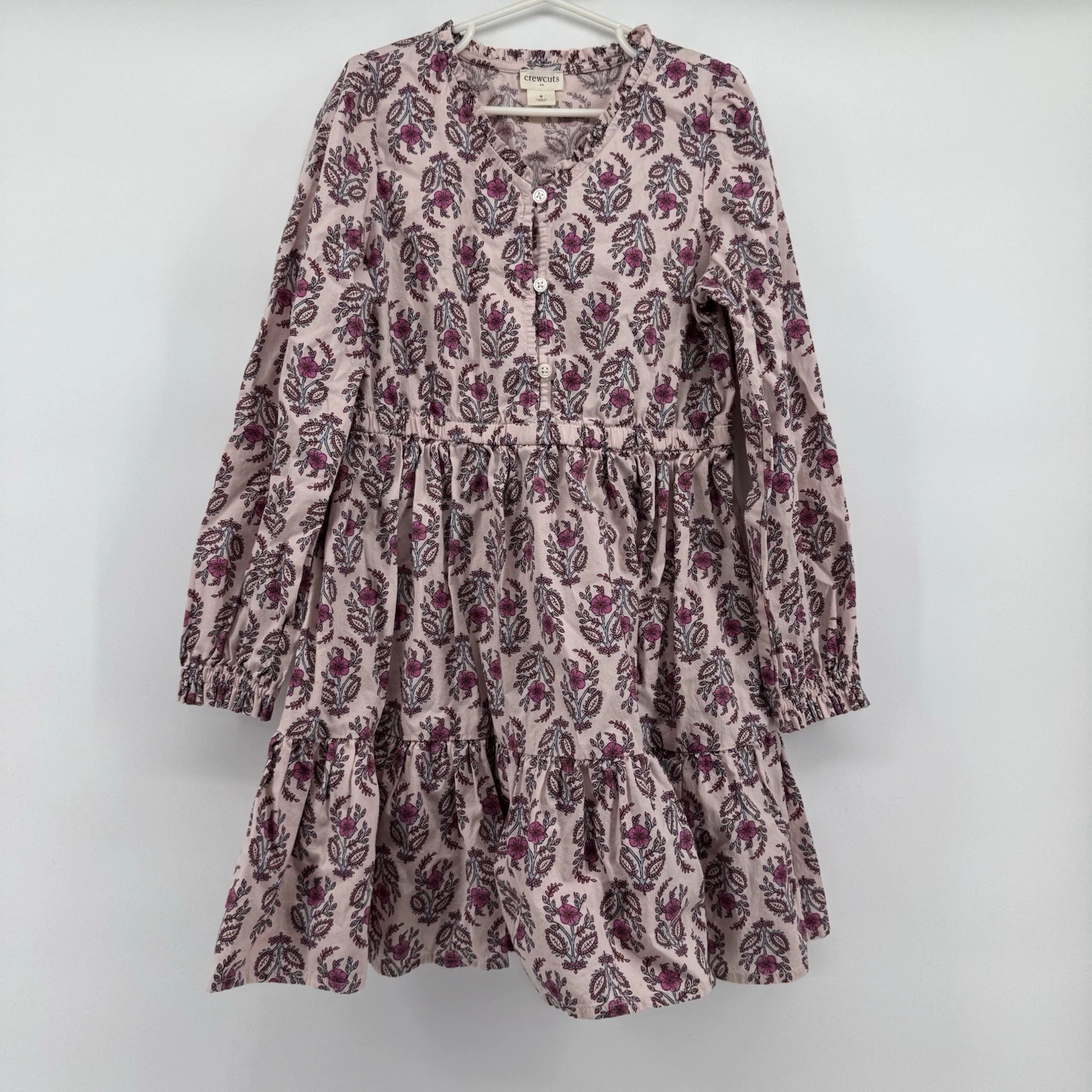 Girls 8 Crew cuts Long Sleeve Dress Pink Floral