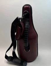 Caddy O Genuine Leather Wine Carrying Tote Set Chiller Zip Burgundy Leather.