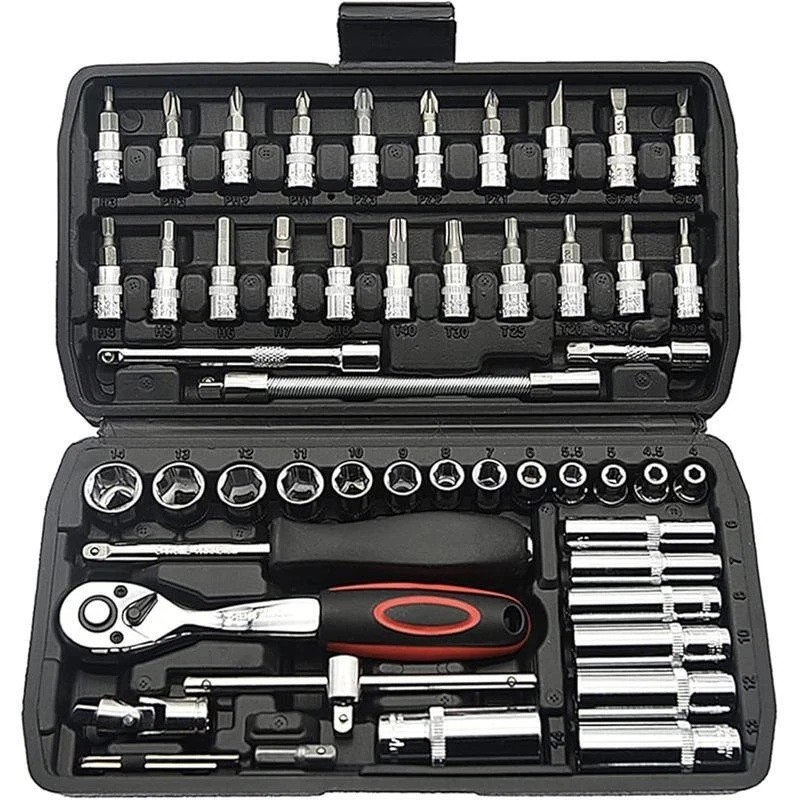 53Pcs Repair Tool Kit 1/4 inch Drive Socket Ratchet Wrench Set with Storage Case