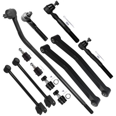 12pcs Front Control Arm Ball Joint Tie Rod End Kit for Wrangler JK 2007-2018