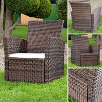 Gartenstuhl Lounge Sessel Aus Poly Rattan Garten Terrassen Sessel Braun