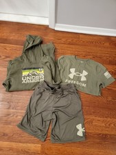 Under Armour Boys YL Yxl Swearshirt Short Complete Set Comfy Summer Wear Camp
