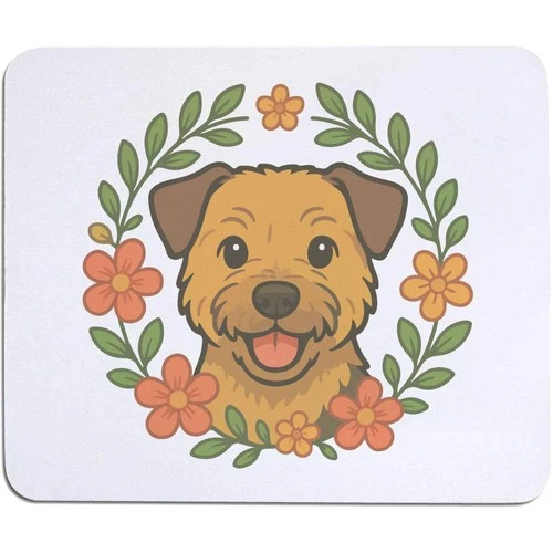'Border Terrier Floral Wreath' Mouse Mat / Desk Pad (MO00041806)